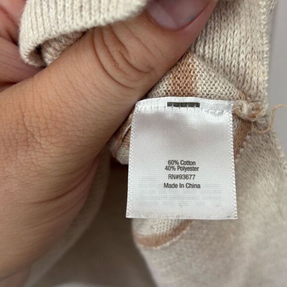 A.N.A a new approach Tan beige striped thin knit sweater size small - Picture 3 of 4